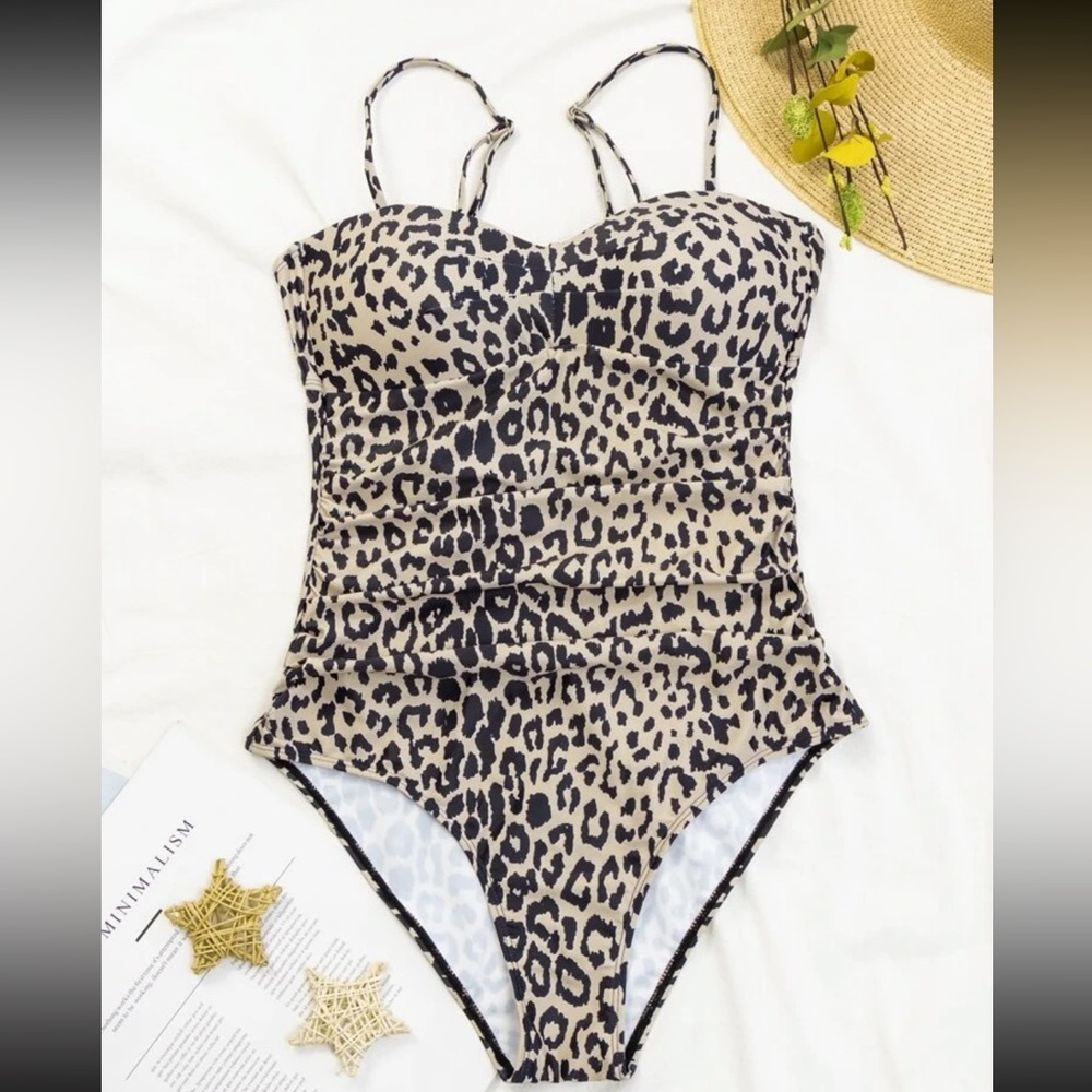 Leopard print one piece monokini swimsuit - Picture 2 of 5